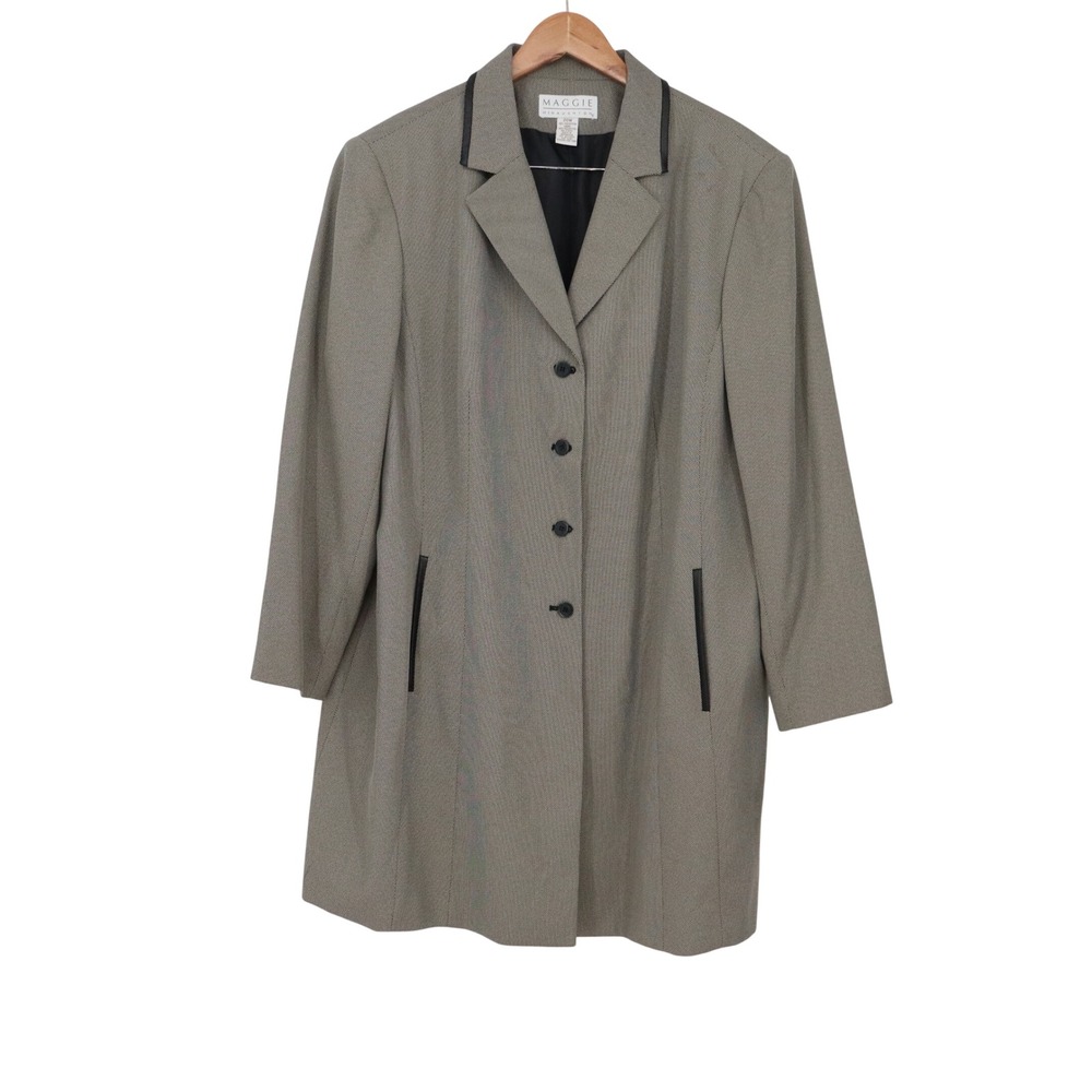 Maggie McNaughton Blazer Coat Womens 20W Domino EF Black Micro-Check New